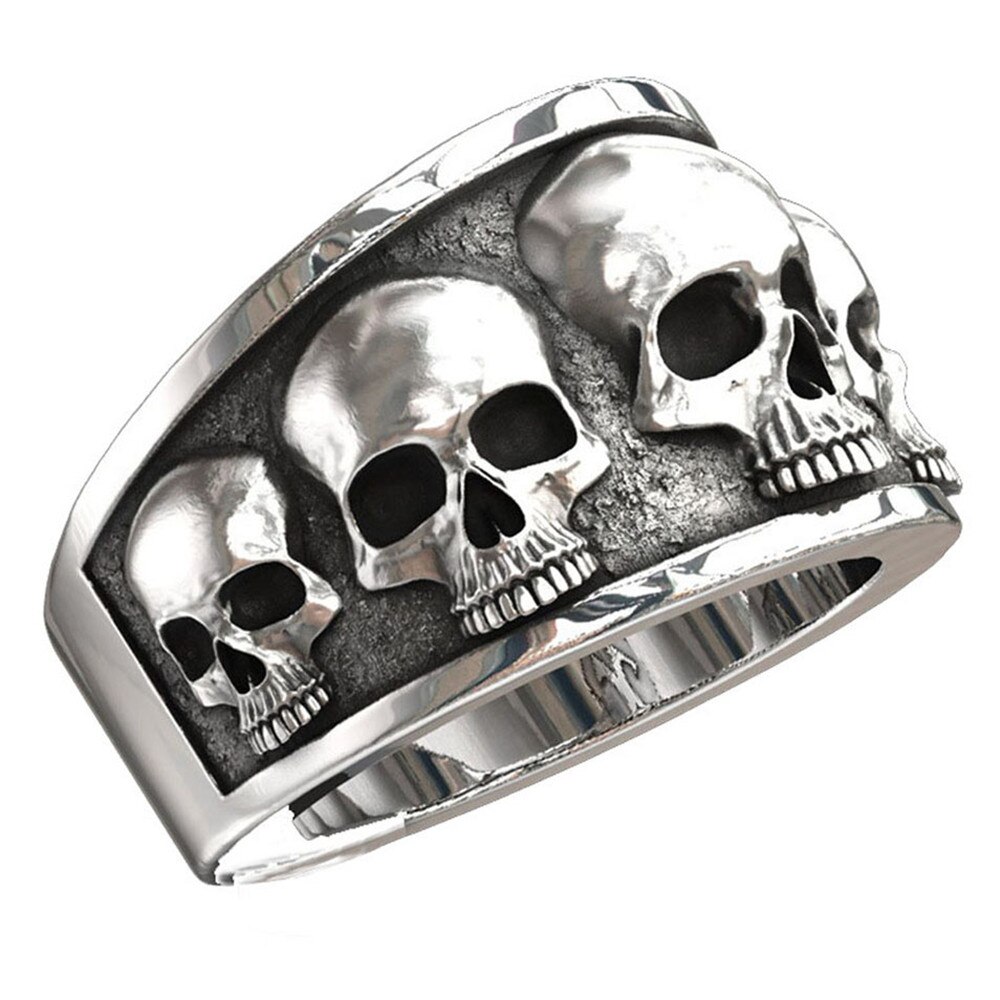 Anillo motero Punk de , lote de anillos de calavera para hombre, Calavera dominante, diablo, Punk, Rock, joyería de Hip Hop