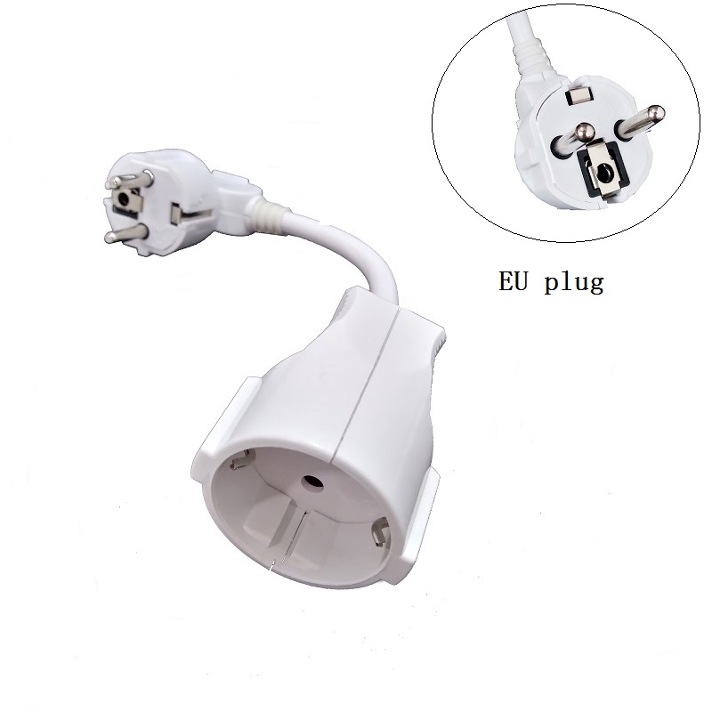 Power Extension Cable EU UK AU US Israel Male Plug TO EU Female Adapter Power Cord Electrical Plug Charging Conversion: WHITE / EU Plug