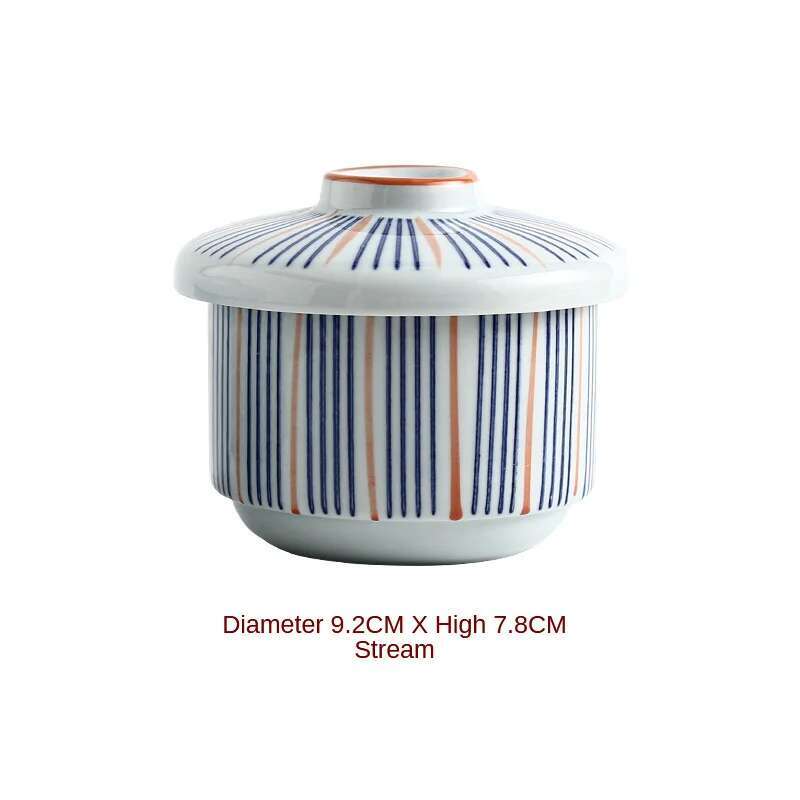 Japansk keramisk liten suppeskål med lokk dampet eggskål kjøkkenutstyr: Gull