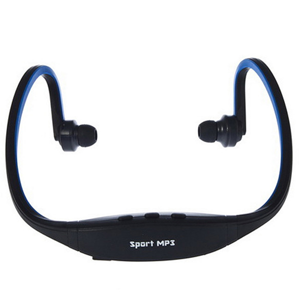 Universal Sport MP3 Player Portable Music Running Headphone Earphone Headset with Card Slot: Blue