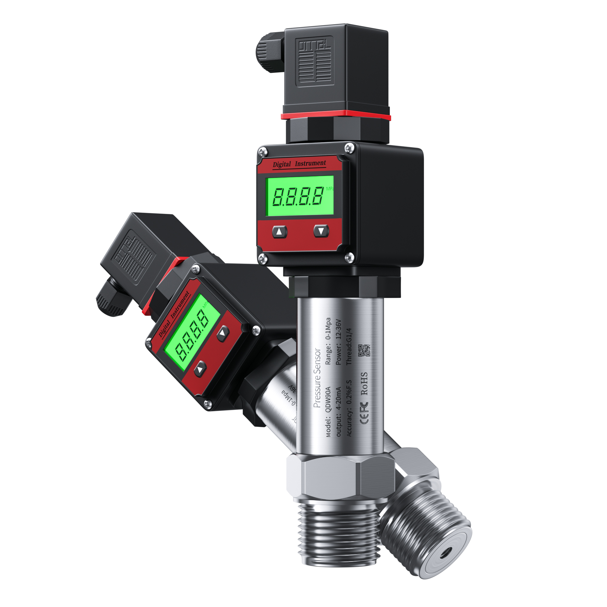 Digitaler Drucktransmitter RS485 0-10V 4-20mA mit 0-4bar 0-100bar 0-300bar LCD-Druckwandler M20*1,5 Drucksensor