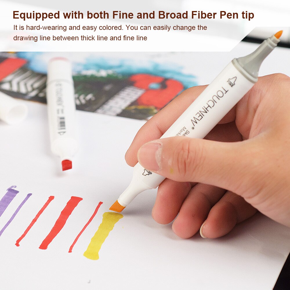 TOUCHNEW 40 Colors Marker Pen Dual Tip Alcohol-based Markers Set