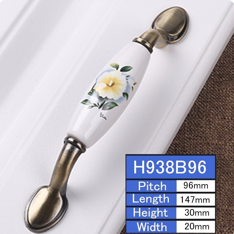 2 Stuks Antieke Keramische Knoppen Kabinet Schuifladegrepen Knoppen Kast Deurklink Europese Meubelbeslag: H938B96