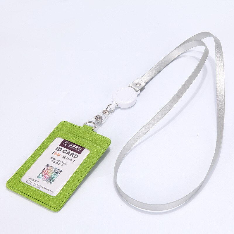 Work Badge Business Card Holder Men Women Worker with Rope Retractable PU Leather Employee Name ID Card Case Lanyard: Retractable pu rope9