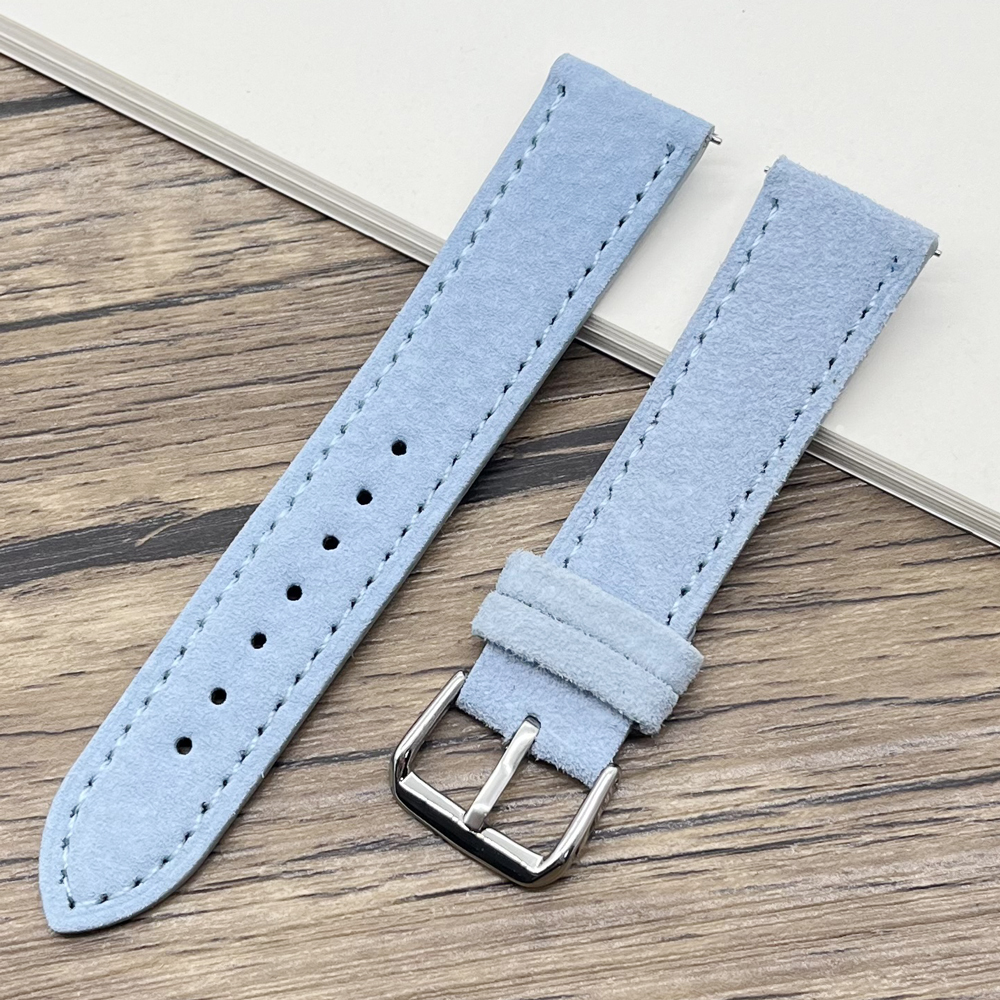 Bracelet de montre en daim gris vert bleu marron beige noir couleurs bracelet de montre en cuir 18mm 19mm 20mm 22mm 24mm bracelet de montre de remplacement: Red black / 18mm
