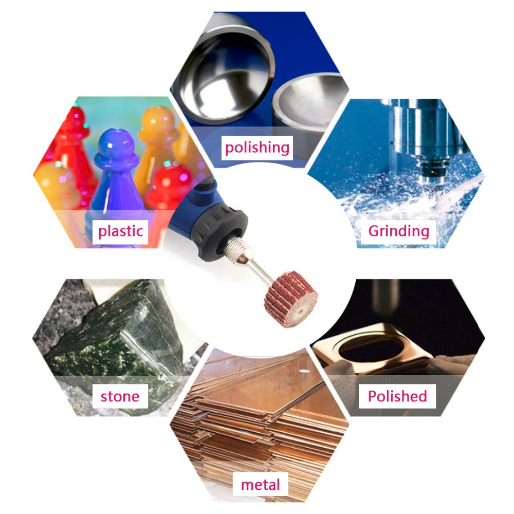 10pcs Emery Cloth 240# Abrasive Sandpaper 10mm Grinding Flap Wheel Brushes for Woodworking Disc With 1 Mandrel