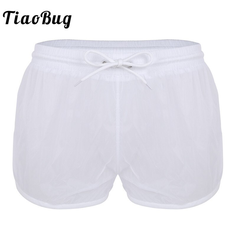 TiaoBug Mens Soft See Through Fabric Underwear Drawstring Lightweight Boxer Shorts Casual Swimming Transparent Underpants Shorts