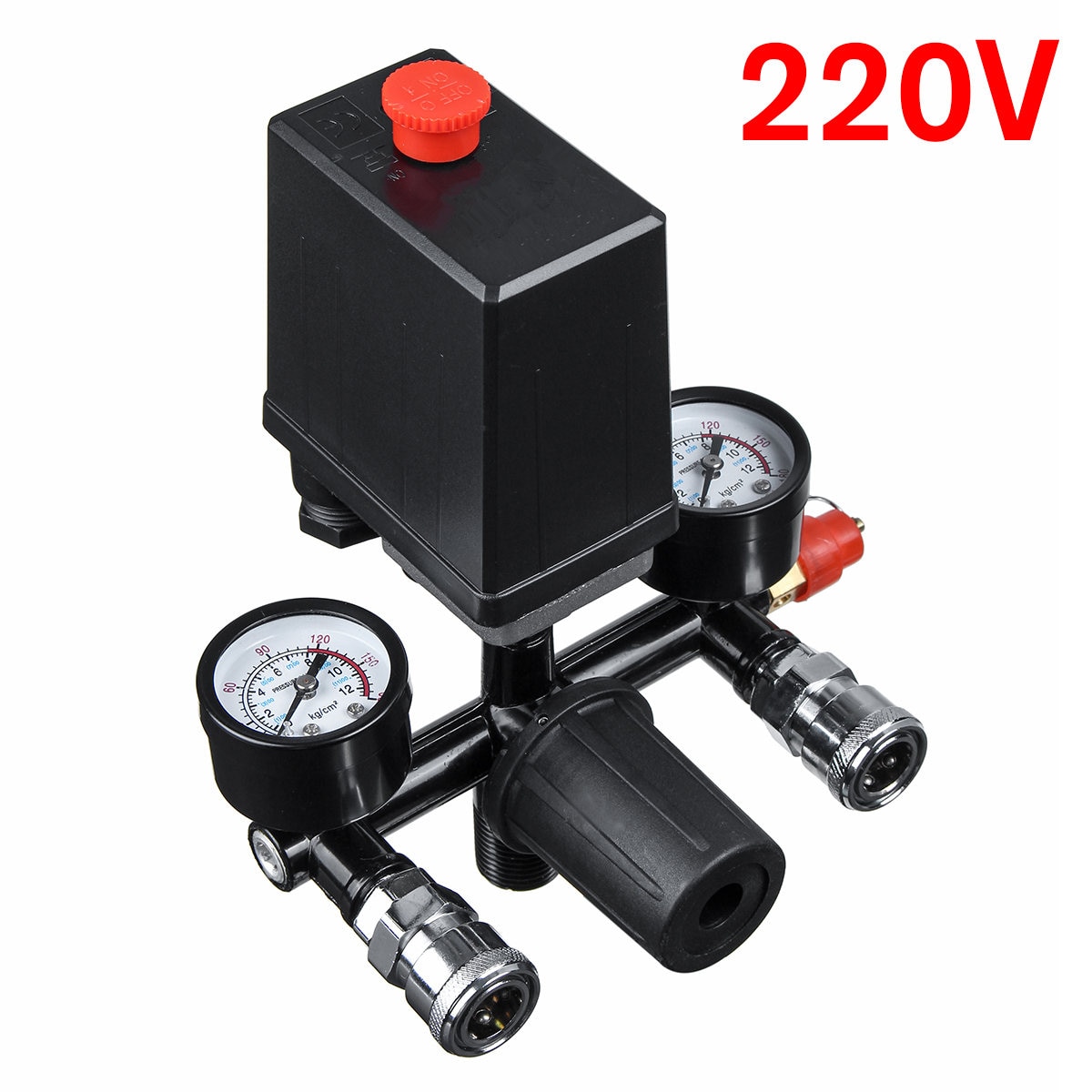 220V/380V Air Compressor Pump Pressure Switch Control Manifold Relief Regulator Control Valve Pressure Gauge 90-120 psi: 220V