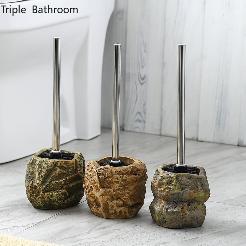 Stone Shape Toilet Brush Ceramics Floor-standing Holder Practical Cleaning Brushes Bathroom Accessories Clean Tool