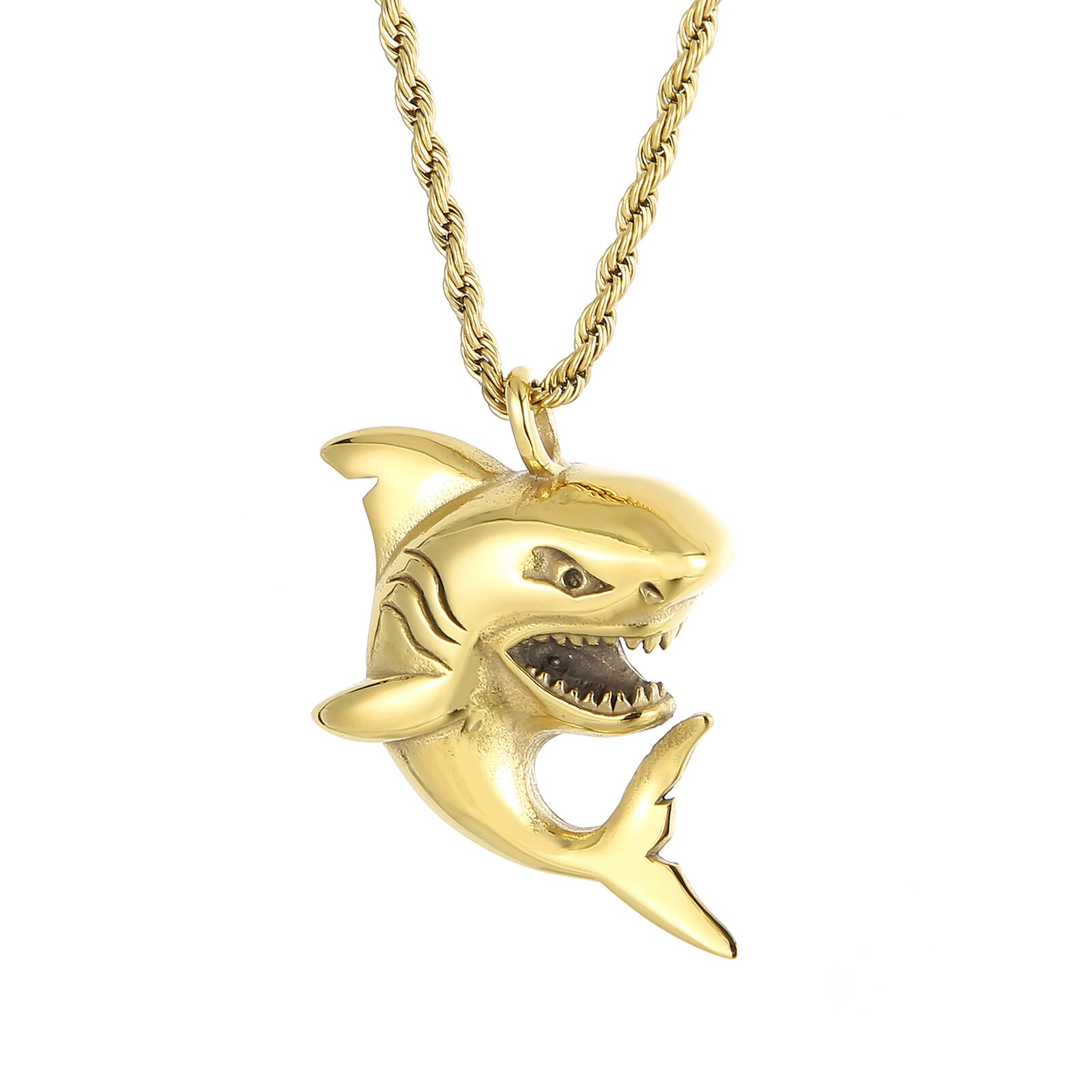 Tier Shark Form herren Anhänger Halskette für Männer Metall Gold-Überzogene Shark Halskette Anhänger Zubehör Partei Schmuck: KP93797-KHX / Pendant Only