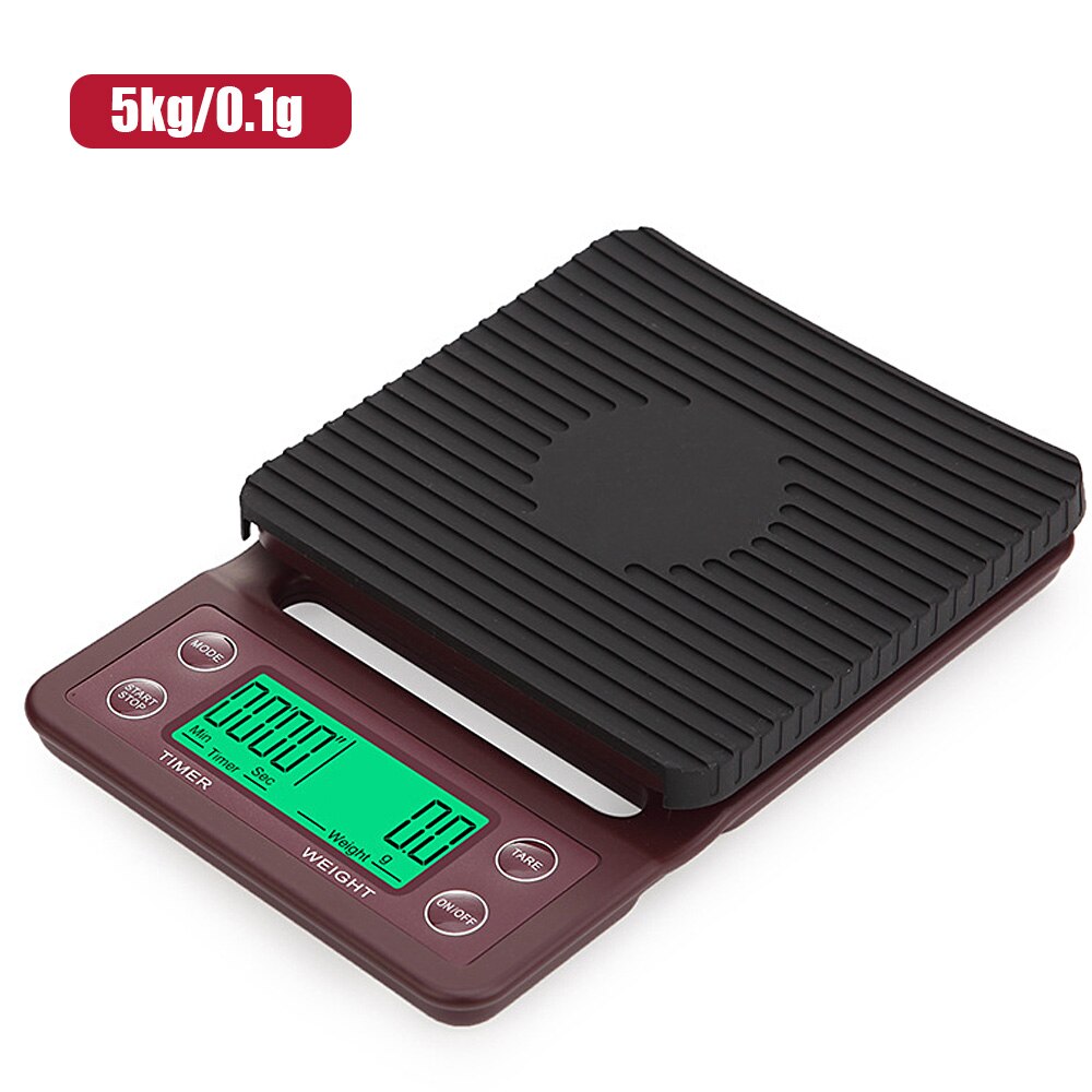 3/5 KG Digital LCD Electronic Digital Kitchen Scale Home Garden Food Balance Weighing Kitchen Accessories Coffee Weighing Scale: 5 KG Wine Red