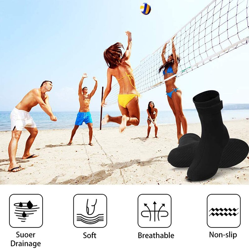 Chaussettes en néoprène 3mm Volley-Ball de Plage Sable Football Chaussettes chaussures de Wading Adapté Pour La Plongée, la Natation, Le Surf, la Plongée En Apnée, Pêche