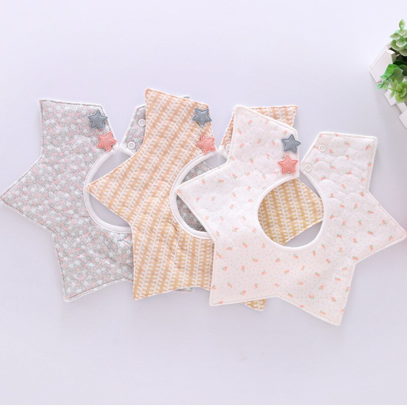 3 Lagen Baby Katoen Bib Ster Baby Waterdicht Bandana Ronde Jongens Meisjes Voeden Speeksel Handdoeken Zachte Comfortabele