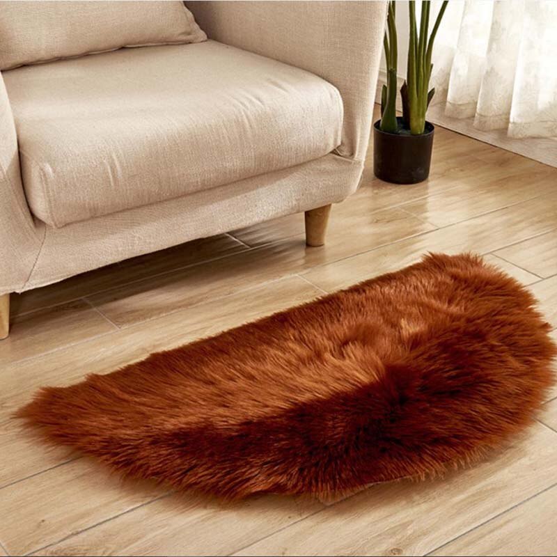 Faux Schapenvacht Bont Stoel Kussen Karpetten voor Slaapkamer Vloer Shaggy Zijdeachtige Pluche Tapijt Wit Nachtkastje Mat Zachte: Coffee18.