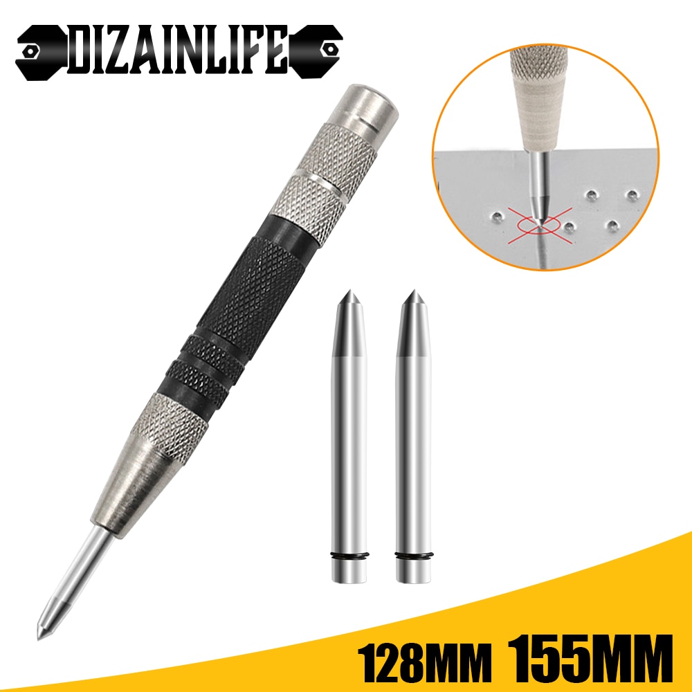Super Strong Automatic Centre Pin Punch with Hardened Steel Metal Spring Loaded Center Punch Woodworking Metal Drill Adjustable