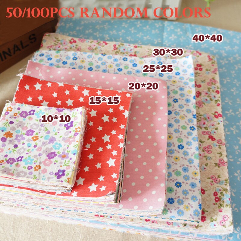 50/100pcs Cotton Fabric Printed Cloth Sewing Quilting Fabrics For Patchwork Needlework DIY Handmade Accessories