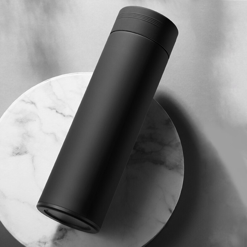 Vakuumkolv med filter termisk flaska rostfritt stål termisk kopp kaffe mugg vattenflaska kontor företag hem svart 500ml: Default Title
