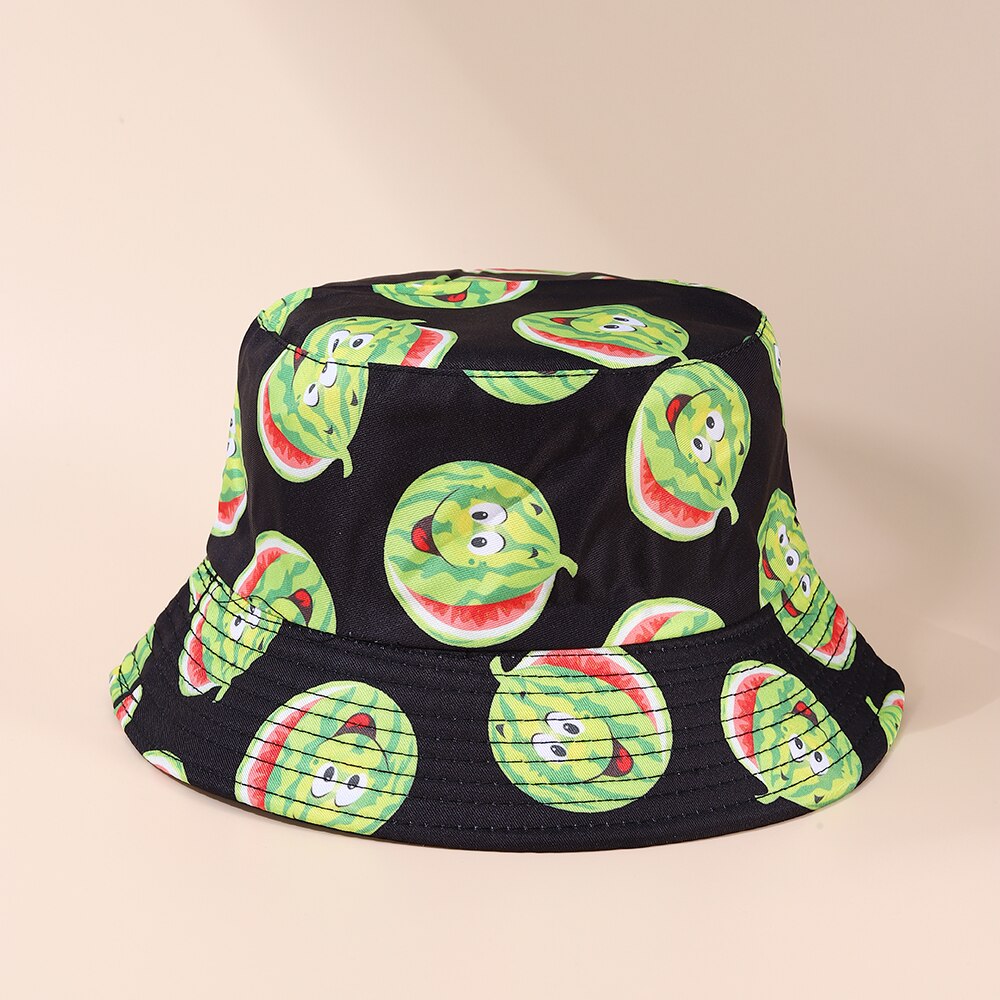 1pc- pack hattar sommargrönsaker frukttryck bucket hats för flickor hiphop solskyddshatt män kvinnor #39: Som bild 06