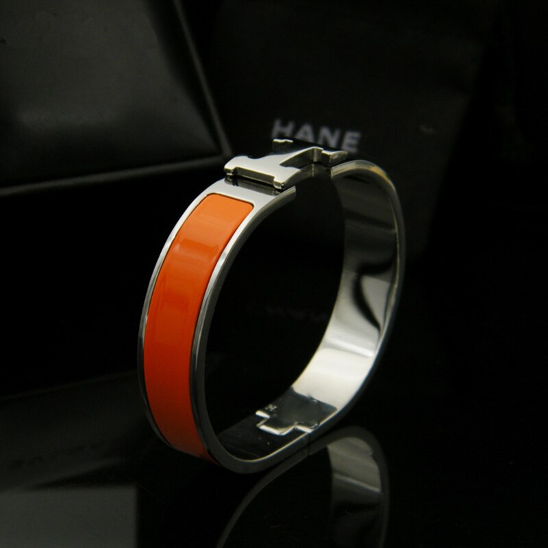 Schmuck H Form Armreifen Berühmte Armreif für Frauen Silber farbe Überzogen Italien armbänder Schmuck 16,5 cm: Silver Orange