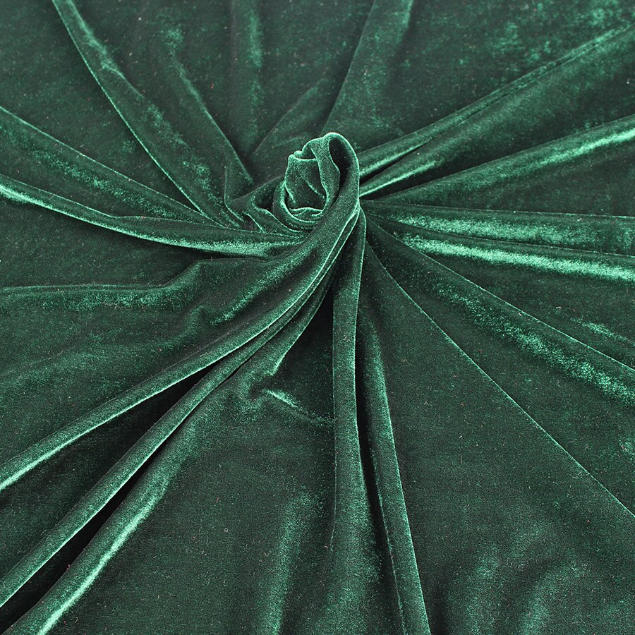 Tissu en velours extensible tricoté de 160cm de large | Tissu en velours Poly élastique de pour combinaison de sport: Dark Green