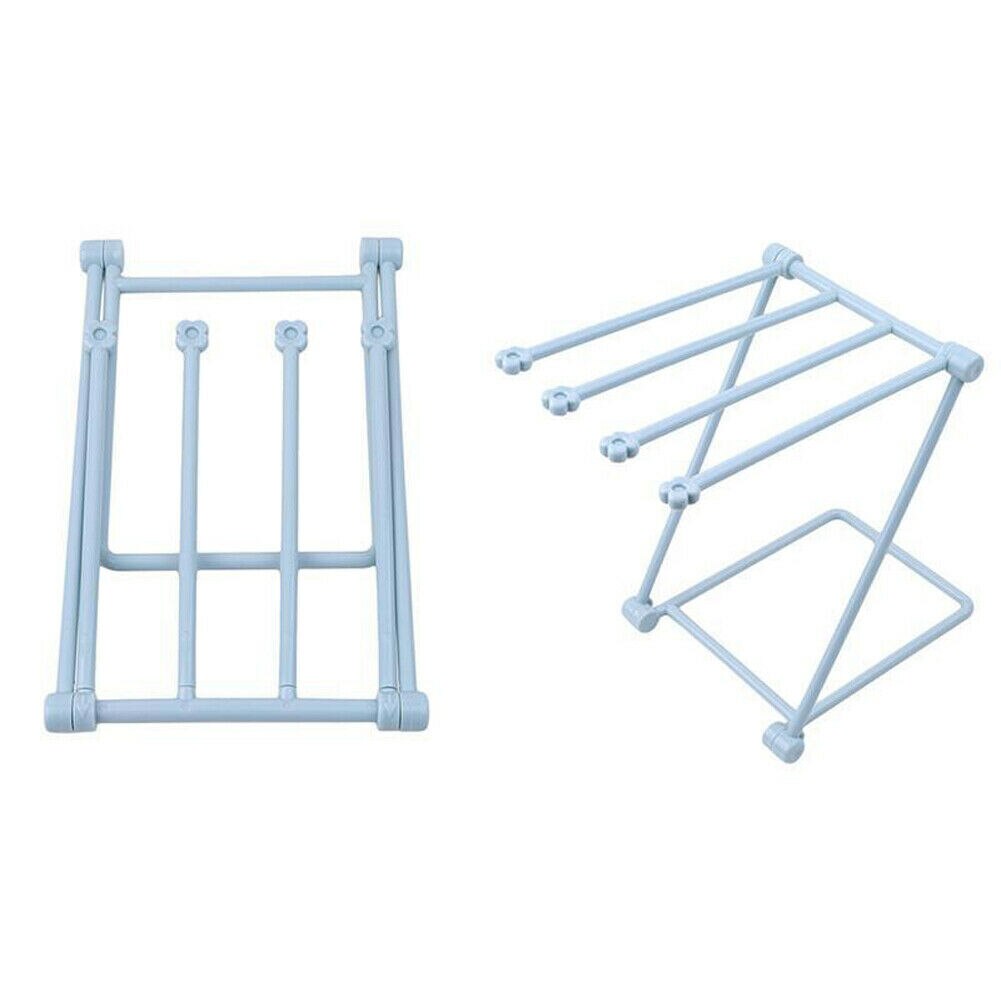 Foldable Vertical Rag Mug Rack Holder Cup Storage Stand Kitchen Organizer: Blue