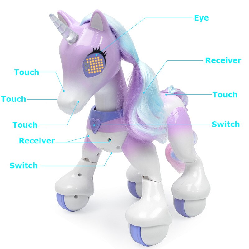 Télécommande électrique intelligente licorne cheval, Robot pour enfants, capteur tactile, Induction électronique, jouets éducatifs pour animaux de compagnie,
