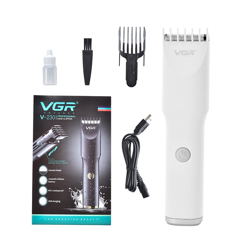 Tondeuse en céramique pour hommes et femmes, rasoir lavable pour couper les cheveux: WHITE