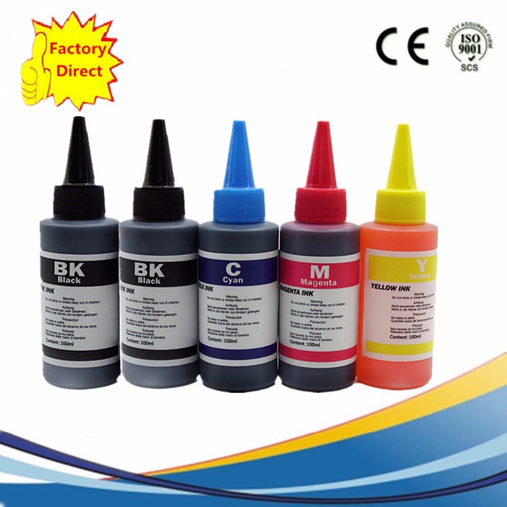 Universele Dye Inkt Compatibel Refill Inkt Inkjet Printer Gewijd 4 Kleur Zwart Gebruik Ciss Cartridge: 1SET 1BK