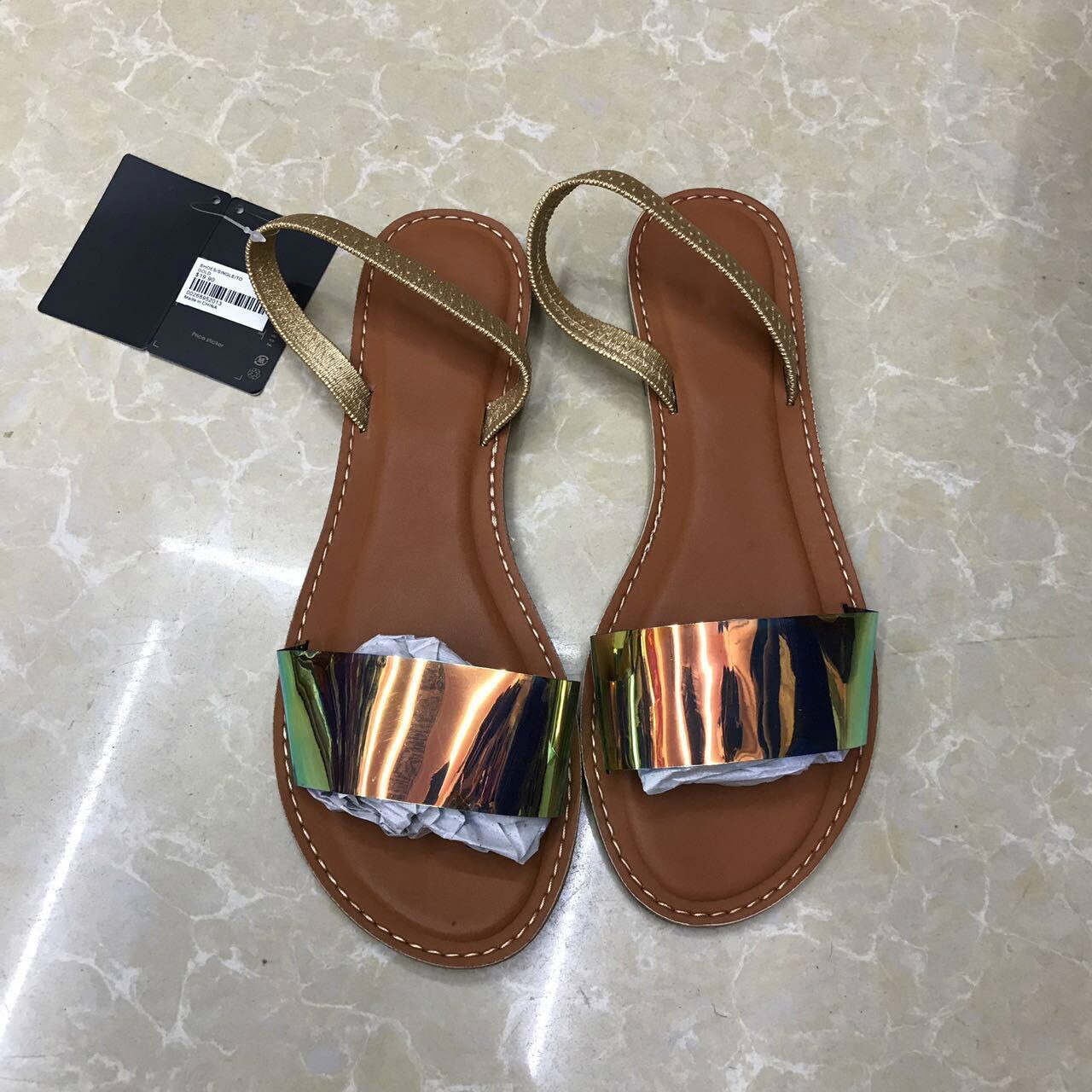 Zomer Vrouwen Sandalen Schoenen Eenvoudige Comfort Transparante Kleur Platte Mode Schoen Plus Size Vrouwelijke Sandalias Mujer: Goud / 9.5
