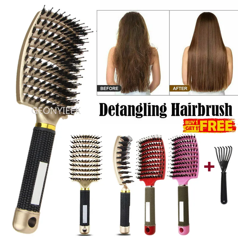 Hair Scalp Massage Comb Bristle Nylon Hairbrush Wet Curly Detangle Anti-Static Hair Brush Salon Hairdressing Style