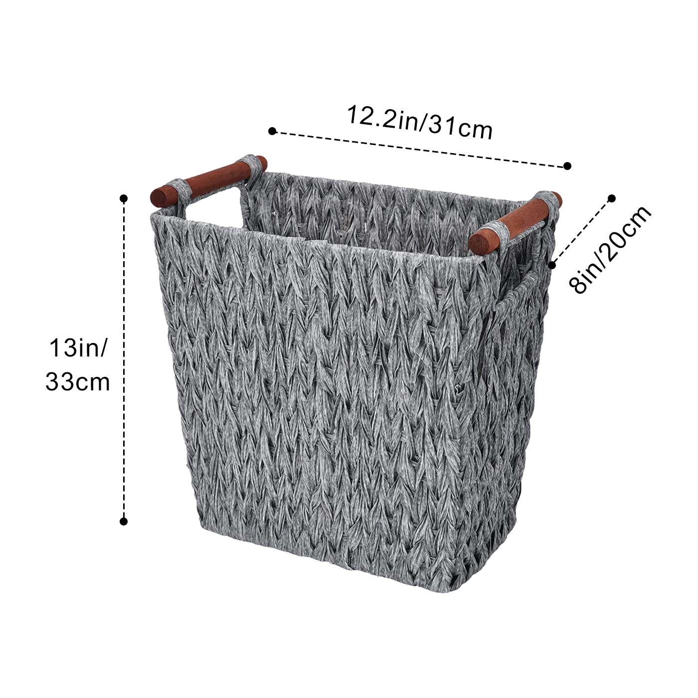 Slaapkamer Organiseren Woonkamer Decor Rieten Mand Speelgoed Bin Opslag Lade Rustieke Stijl Hand Geweven Rieten Mand Met Houten Handgrepen: Trapezoid