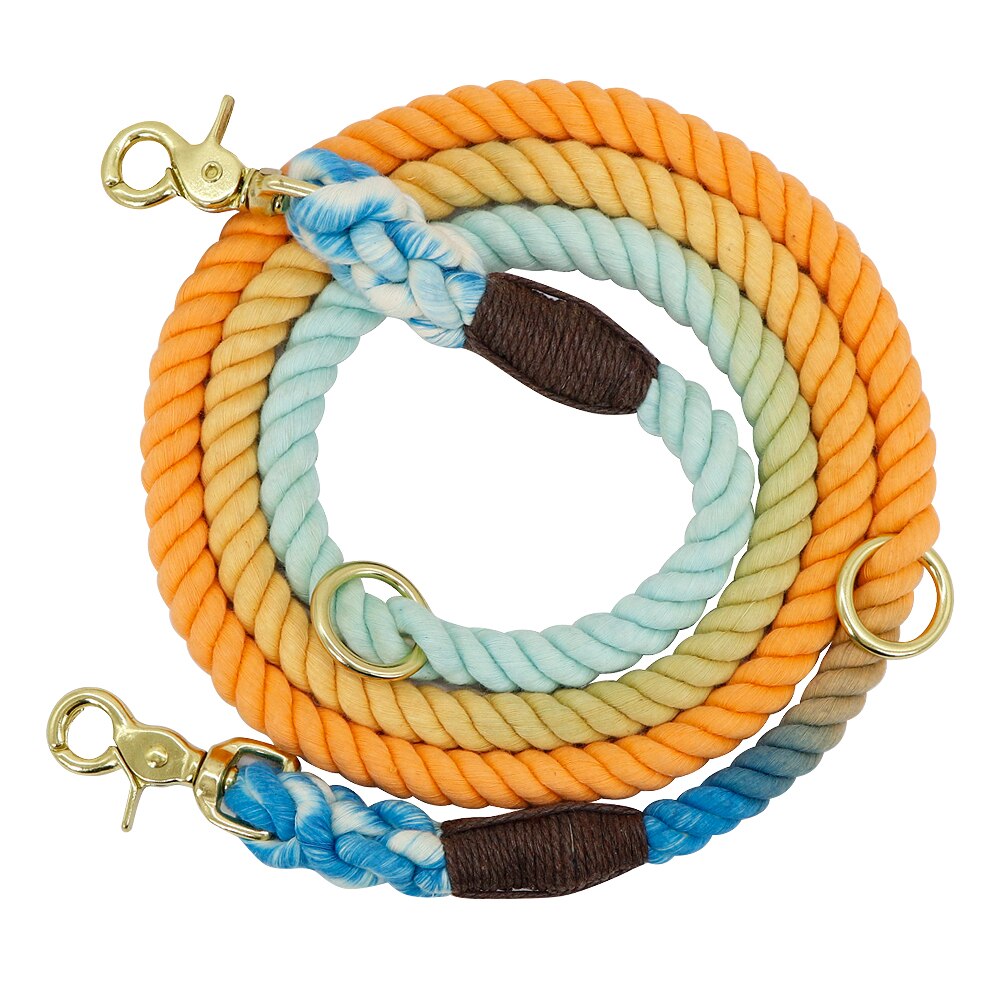 6ft Durable Nylon Dog Leash Round Cotton Dogs Lead Rope Outdoor Pet Walking Training Leads Ropes Leashes Belt: Blue and Orange