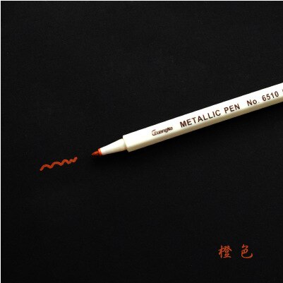 10 Kleuren Set Tekenen Schilderen Marker Pennen Metallic Pen Voor Zwart Papier Glas Hout Kunst Schoolbenodigdheden Briefpapier Handtekening Pen: Orange 10 Pcs