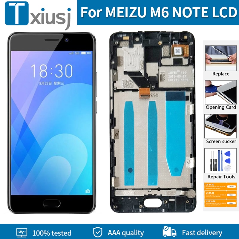 5.5 ''Originele Lcd Module Voor Meizu M6 Note M721H M721Q Lcd Touch Screen Met Frame Digitizer Vergadering Vervanging