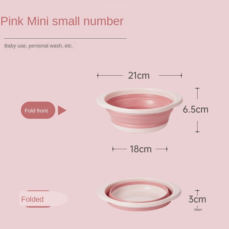 Folding Basin Outdoor Travel Portable Plastic Laundry to Wash the Dishes of Bathroom Kitchen Small Green Space Folding Bucket: Pink  Trumpet