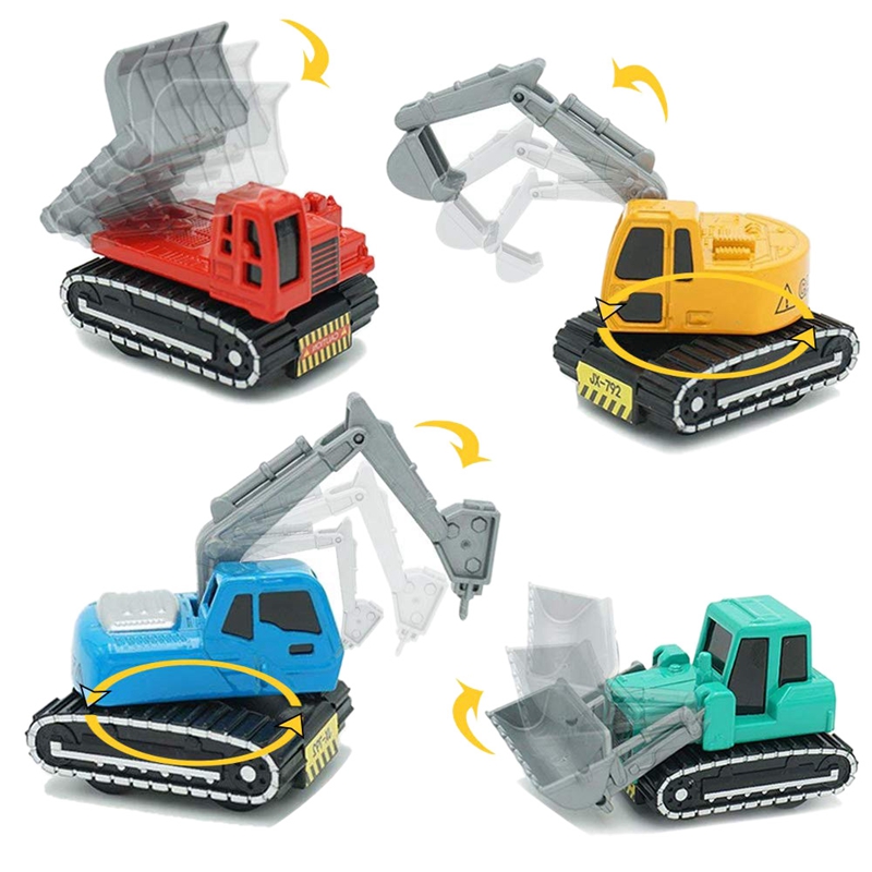 4Pack Bouwvoertuigen Speelgoed Metalen Techniek Tractor Mini Pull Back Auto Play Set Feestartikelen Voor Kids Peuter Jongens