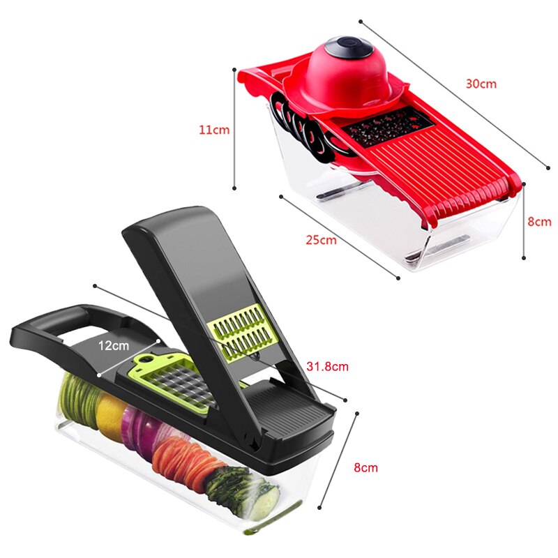 Multifunctionele Groentesnijder Slicer Rasp Cutter Dunschiller Dunschiller Wortel Rasp Afvoer Mand Keuken Tool 12 In 1