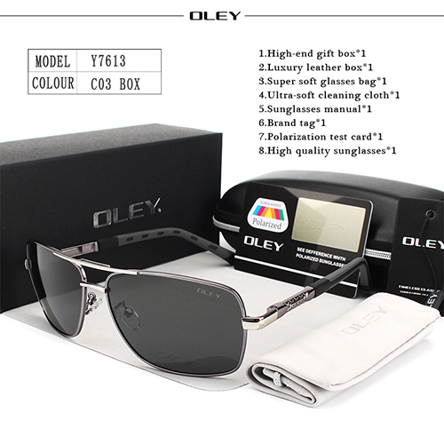 OLEY Polarisierte Sonnenbrille Männer Neue Augen Schützen Sonnenbrille Mit Zubehör Unisex fahren brille oculos de sol: Y7613 C3 BOX