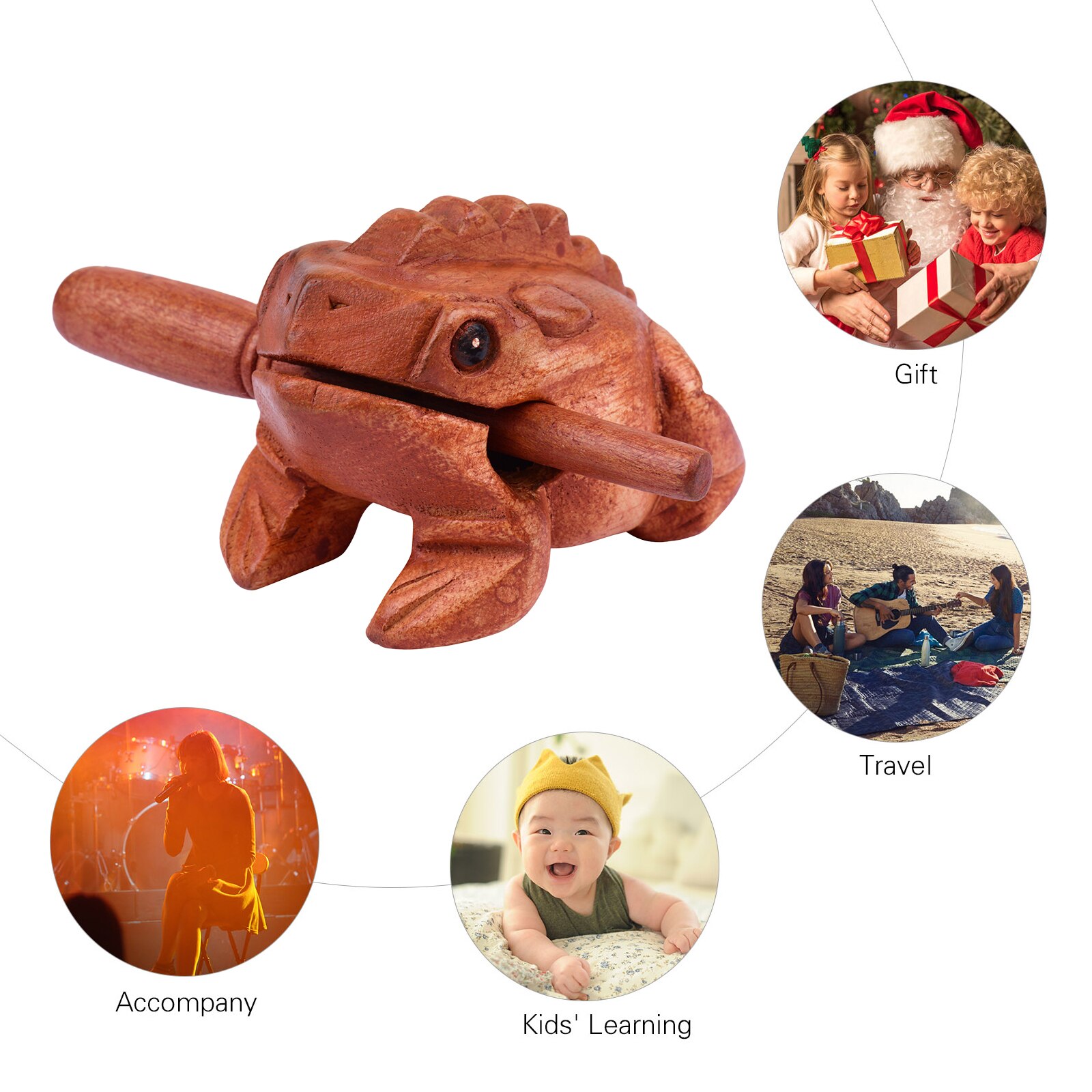 Muslady mała żaba Guiro żaba żaba ekspres dźwięku około 4 cali długi materiał z litego drewna muzyczny instrument perkusyjny