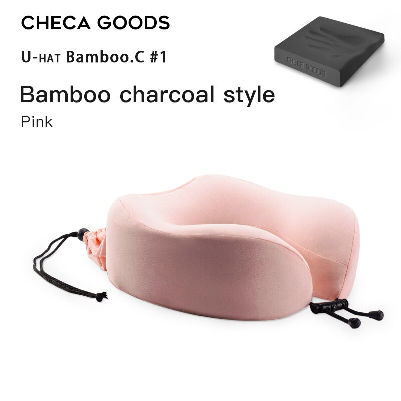 CHECA GOODS-Cojín cervical para viajes, collarín con relleno de espuma con memoria, almohada de descanso en forma de U para el cuello con funda lavable y transpirable, perfecto para el avión: U-hat-Pink-BC