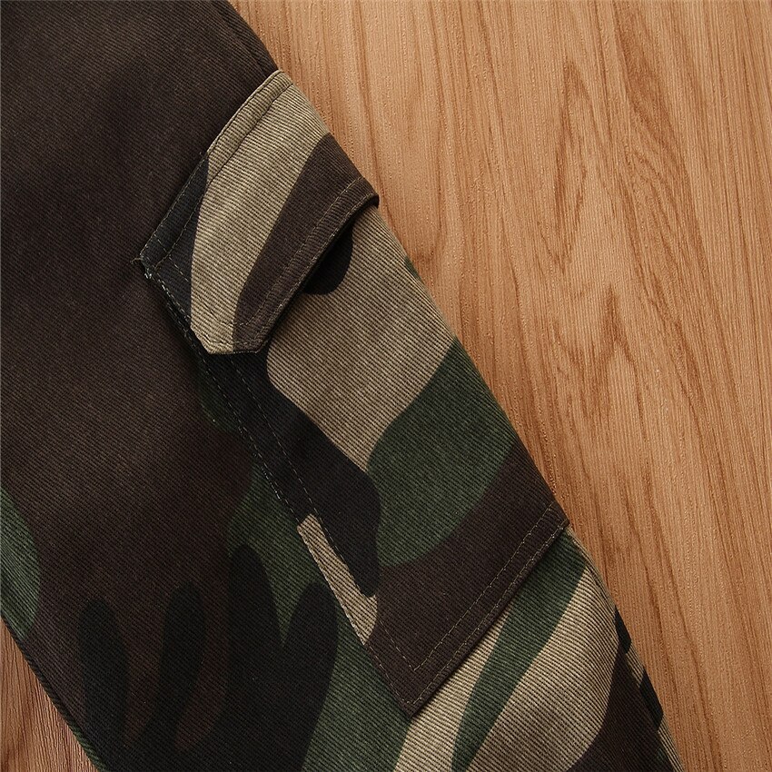 Ensemble de vêtements pour bébé fille en coton russe, t-shirt à épaules dénudées + pantalon camouflage, ensemble de 2 pièces pour bébé