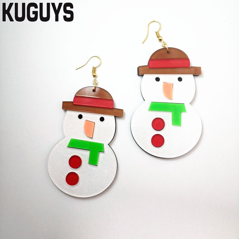 Kuguys 8 estilo natal 2021 mulheres brincos árvore boneco de neve acrílico glitter colorfuls presente papai noel na moda meninas jóias: Snowman green scarf