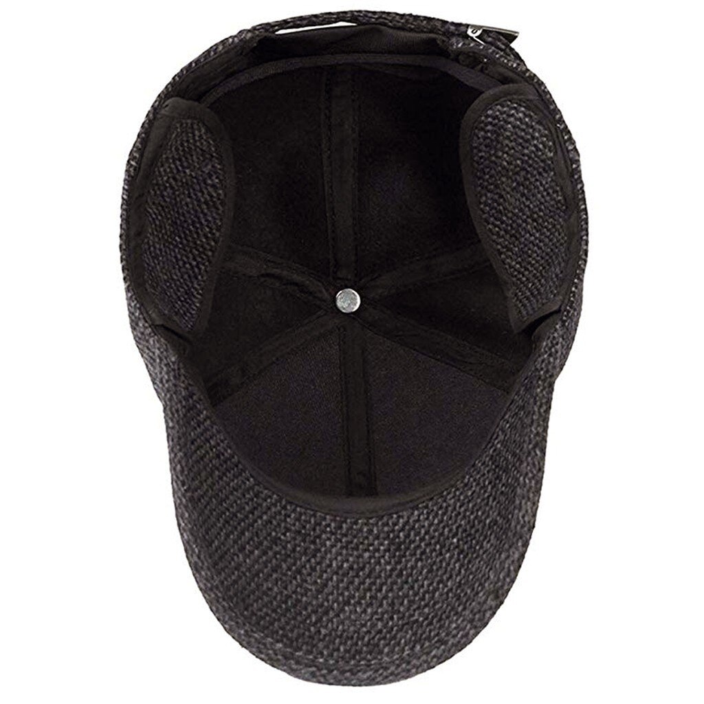 Orejeras para el invierno para hombre, gorro con visera de algodón, adecuado para el invierno, sombreros casuales para correr al aire libre, gorra de Color puro, gorras Snapback # P30