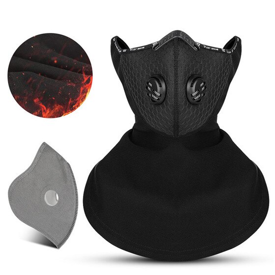 WEST BIKING Winter Ski Mask Cycling Skiing Running Sport Training Face Mask Balaclava Windproof Soft Keep Warm Full Face Mask: Black Scarf filter