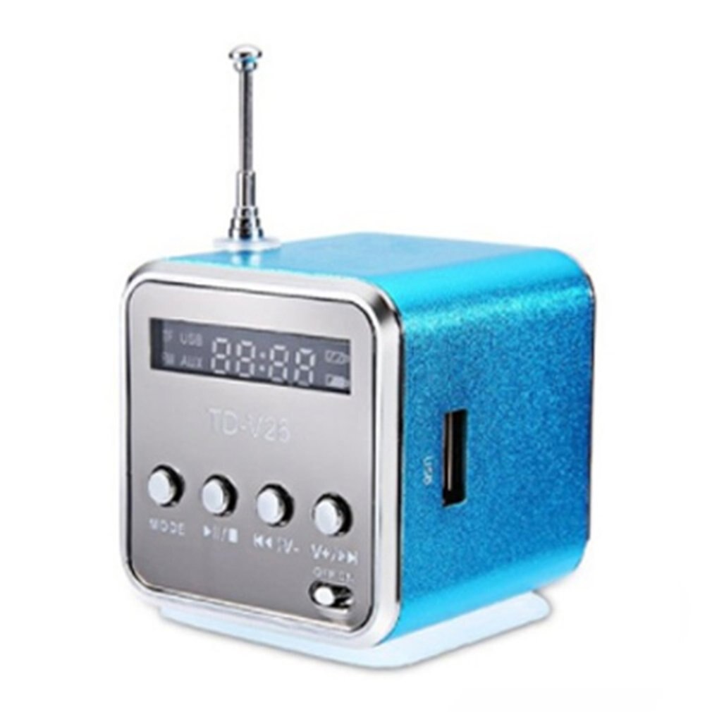 Draagbare Td-V26 Digitale Fm Radio Speaker Mini Fm Radio Ontvanger Met LCD Stereo Speaker Ondersteuning Micro TF Card: Blue