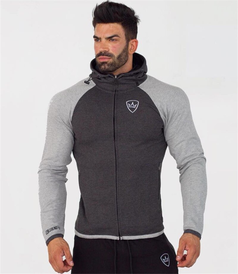 Männer Zipper Trainingsanzug Fitness Mantel Laufende Pullover Gym Training Outdoor Hoodie Weiche Pullover Spleißen Anzug Sportswear