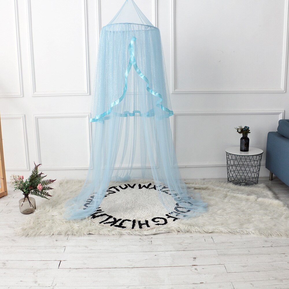Letto decorazione della casa estate ghiaccio seta sogno zanzariera gioco casa tenda letto decorare la cupola con tenda per bambini appesa: Light blue