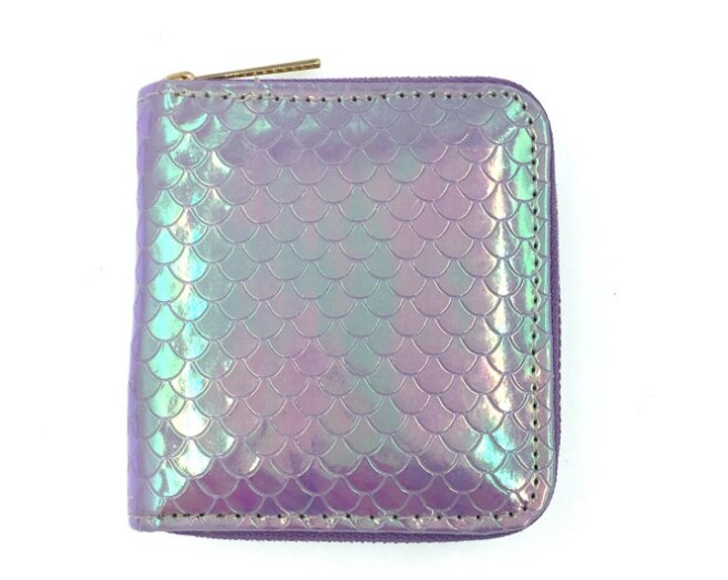 Havfrue blank pu pung møntpung clutch taske: Lavendel