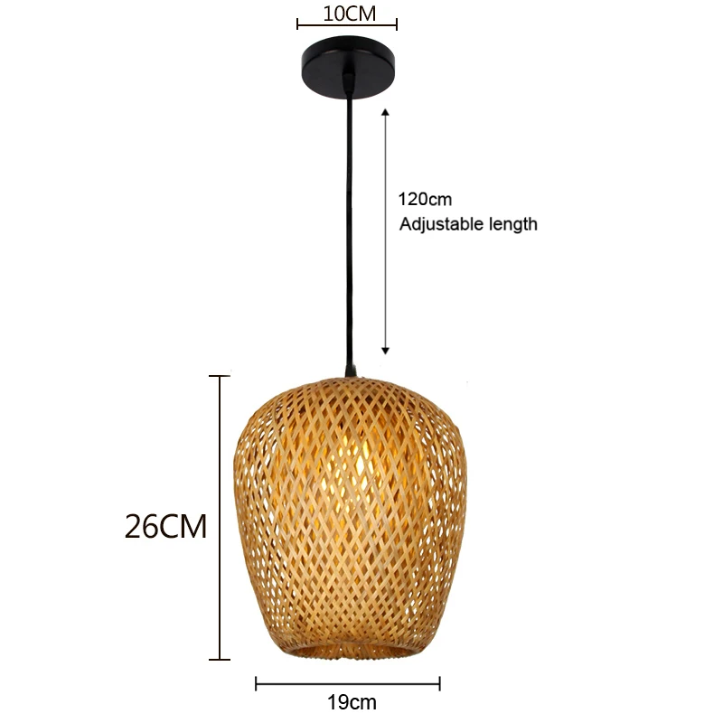 Lustre japonais en rotin de bambou naturel, lampes suspendues tissées à la main, abat-jour en osier, Suspension d'éclairage E27: Bleu