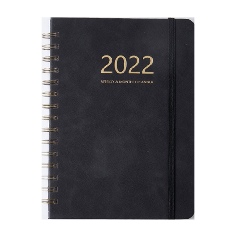 69HF 2022 Weekly Planner Notebook Journals Agenda Organizer Plan Note Book Schedule Notepad Stationery School Supplies: Black